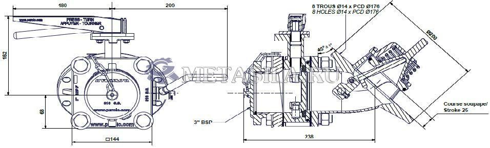 картинка Нижний выпускной клапан 3" (ND80) NEATCO MKII (PEROLO) от магазина Метасила